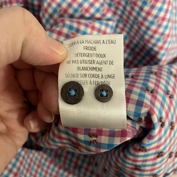 Robert Graham Shirt Men XL‎ Blue Pink Check Button Up Short Sleeve - Picture 13 of 13
